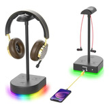 Soporte Para Auriculares Rgb Con Puerto De Carga Usb O Conce