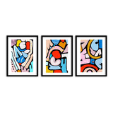 Set De 3 Cuadros  Arte Abstracto Y Botánica  - 30x40 Cm