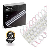 Kit 50 Módulo De Led Injetado Lente 160º 3 Smd/3030 Led 12v Branco Frio Ip67 Lumi