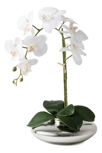 Vaso Flor Planta Artificial Orquídea Realista