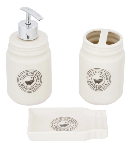 Kit Acessórios Para Banheiro Pottery Branco Haus Concept