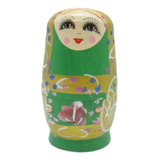 Boneca  Madeira Matryoshka 10,5 Cm Russa 5 Peças Verde