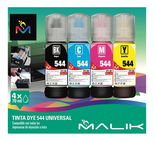 Pack 4 Tintas Compatible Epson Ecotank T544 L3210 L3250 