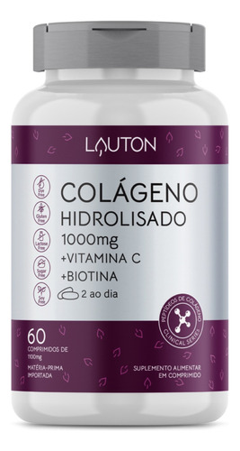 Colágeno Hidrolisado 1000mg Lauton Vit C Biotina 60 Tablets