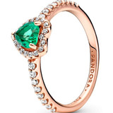 Anillo Pandora Corazón Elevado Verde + Kit De Regalo