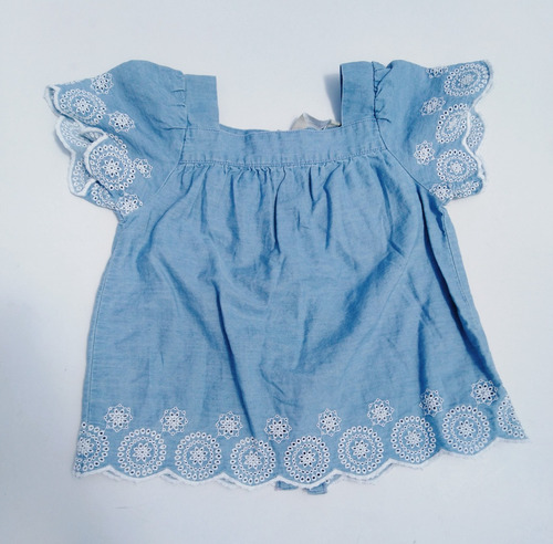 Blusa De Mezclilla De Bebe Niña Con Mangas Bordadas Española