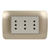 Enchufe Triple Triplex Emb. 10a 250v Mod Beige Placa Titanio