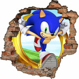 Adesivo Parede Decorativo Infantil Sonic Buraco 3d 65x65cm 