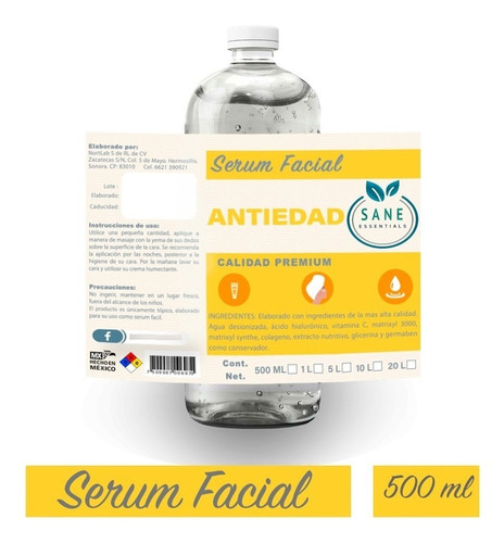 Serum Multivitamínico Hialurónico Colágeno Vit C Y E 500 Ml 