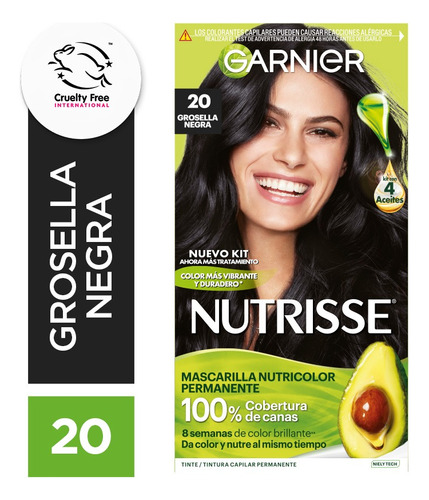 Kit De Tintura Permanente Nutrisse De Garnier Tono Tono 20 Grosella Negra