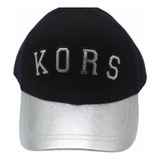 Gorra Michael Kors Cap Sport Negro Plata Mk Letras Visera Be