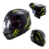 Casco Abatible Para Moto Ls2 Ff902 Scope Skid Negro/amarillo