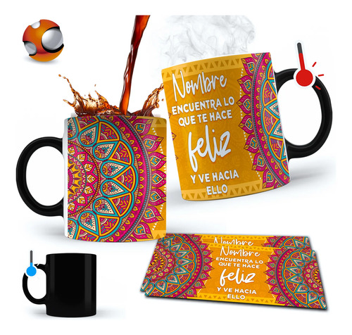 Taza Mágica Mandala Yoga Meditacion Personalizada Con Nombre | Meses sin interés