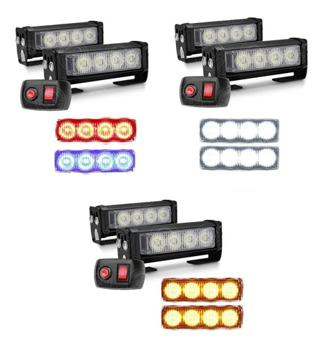 Par Estrobos Códigos 8 Leds Parrilla Moto Escolta + Switch 1