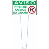Placa Com Estaca Proibido Animais Pet Na Grama Jardim P