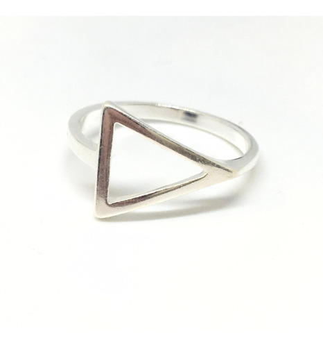 Anillo Geométrico Triangulo Horizontal Grande Plata