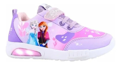 Zapatillas Frozen Footy Pop Disney Lila Velcro Con Luces