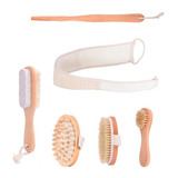 Kit Esponjas Baño Madera Cepillos Uñas Piedra Pomez Ducha