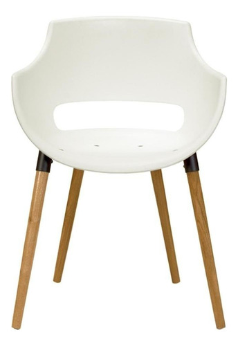 Silla De Comedor Plástico Pata De Madera - Frida Woods Estructura De La Silla Crema