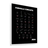 Quadro Decorativo Moldura Pistas Circuitos Fórmula 1 F1 Dark