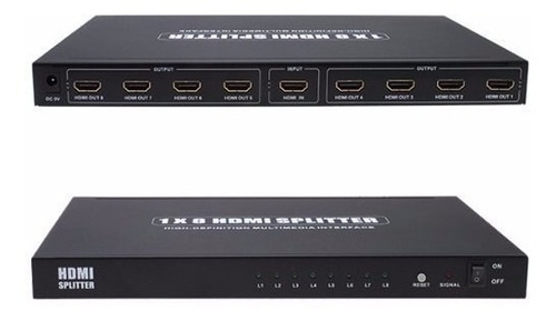 Splitter Hdmi 1x8 Activo 1.4 Full Hd 1080p 3d Metálico Pcte