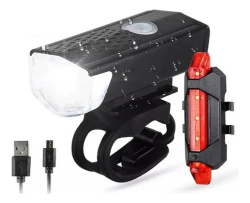 Kit Farol Bike Frontal E Pisca Traseiro Led Usb Recarregável