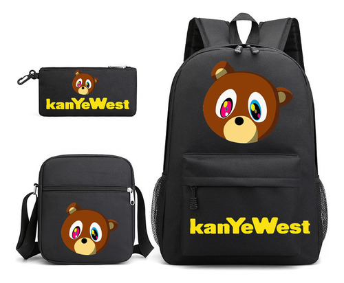 Set De 3 Mochilas Escolares Kanye Con Forma De Oso De Peluch