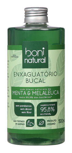 Enxaguante Bucal Boni Natural Menta E Melaleuca 500ml