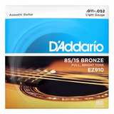 Cuerdas Daddario Ez910 Guitarra Acustica Tensión .011 - .052