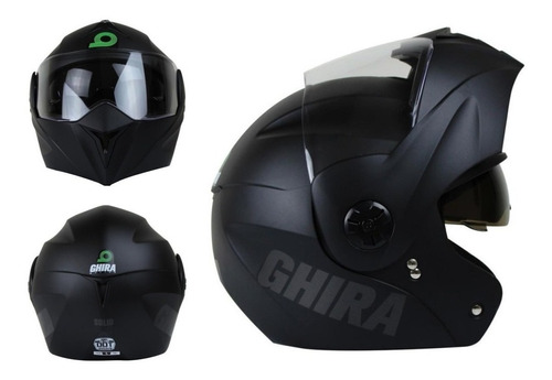 Casco Moto Abatible Ghira Gh1000 Certificado Dot Negro Mate