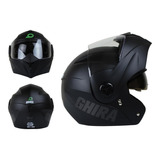 Casco Moto Abatible Ghira Gh1000 Certificado Dot Negro Mate