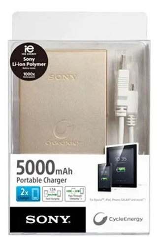 Cargador Celular Portatil Sony 5000 Mah Power Bank+cable Usb