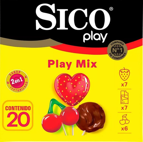 Sico Play Mix Texturizado Y Sabor Mixto Bote Con 20 Condones