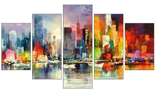 Cuadro Decorativo Moderno Ciudad Abstracta  125cm Por 70cm 