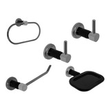 Combo Set Accesorios Baño 5 Piezas Oxford Negro C