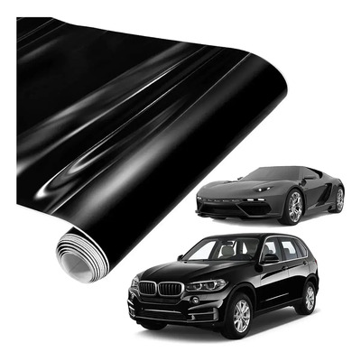 30*4m 7d Vinil Automotriz Fibra De Carbono Impermeable /pegatinas Vinil Negro Tuning Carro/impermeable, Reforzado, Apto... Negro Brillante