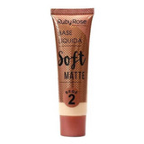 Base Líquida Ruby Rose Soft Matte De Cobertura Alta Cor Bege