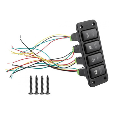 4 Way 12v Panel Interruptor Luz Antiniebla Botón Pulsador Pa