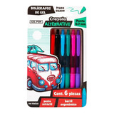 6 Boligrafos Gel Alternative Retractil Punto 0.7mm Crayola