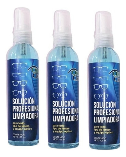 3 Soluciones Limpiadora Para Lentes Opticlear 125ml Color Azul