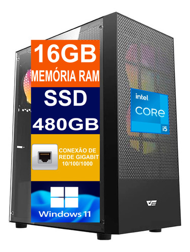 Pc Gamer Cpu Intel I5 10400 / 16gb Memória Ram / Ssd 480gb