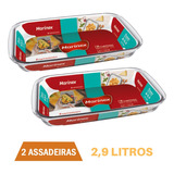 Assadeira Retangular De Vidro 2,9l  Refratário Marinex - 2un