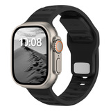 Malla Silicona Deportiva Para  Apple Watch 49/45/44/42mm Neg