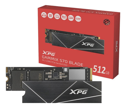 Ssd M.2 2280 512gb Adata Xpg Gammix S70 Blade Pci-e Nvme 1.4 Gen4x4 Leitura 7400mb/s Compatível Com Pc Notebook Playstation 5