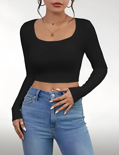 Top Manga Larga Tiktok Modelo Ombliguero Urra-crop-top Tm.p