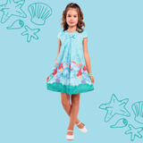 Vestido Infantil Artesanal Menina Trapézio Tema Sereia