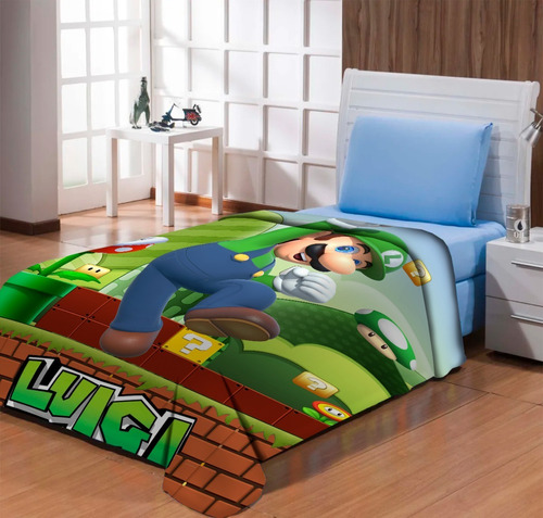 Manta Cobertor Estampado Solteiro Infantil  Luigi
