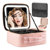 Makeup Travel Train Case With Mirror Led Light 3 Adjustab...