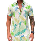 Conjunto Floral Masculino Estampado Camisa Florida Praia