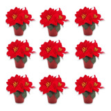 10 Mini Vaso De Flor Aveludada Vermelha Natal Enfeite 13 Cm
